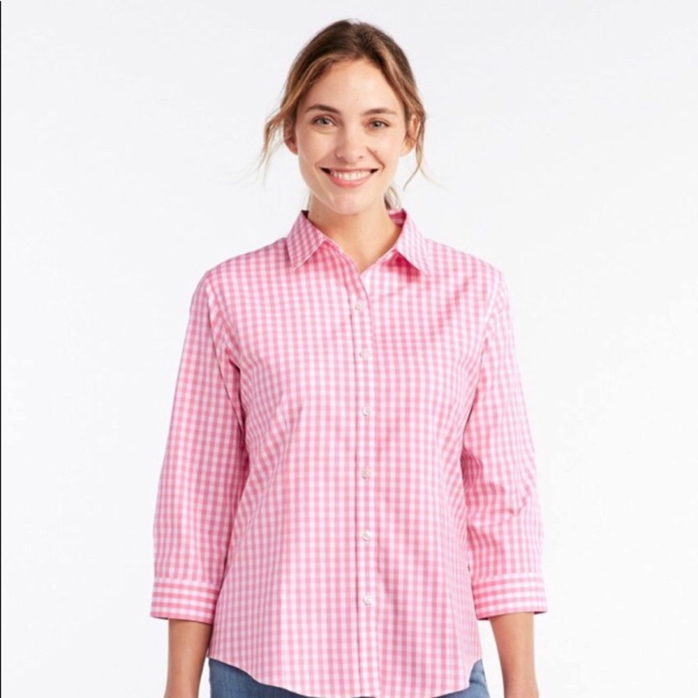 LL Bean Wrinkle-Free Pinpoint Oxford Shirt Pink